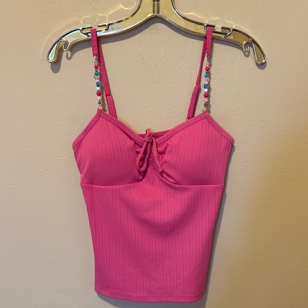 No Boundaries Fuchsia Camisole with Beaded Straps